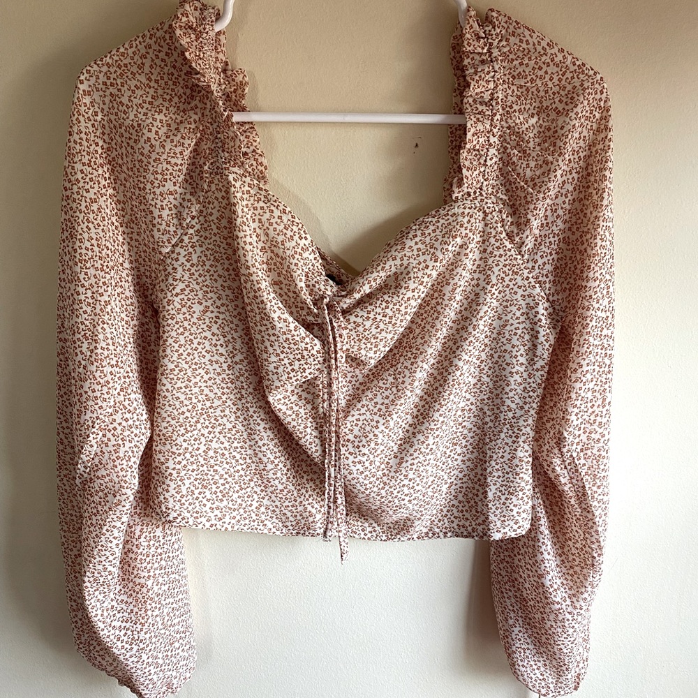 Boohoo white and orange Blouse